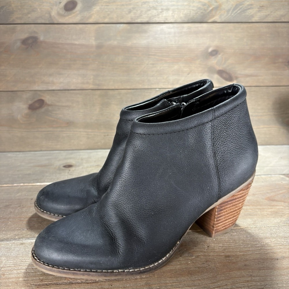 cole haan prynne womens size 9 shoes black leather heel side zip ankle boots